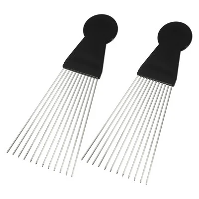 Unique Bargains Women's Metal Hair Pick Afro Comb Hairdressing Styling Tool 8.07"x3.03" Black 2 Pcs 6 Unique Bargains Women's Metal Hair Pick Afro Comb Hairdressing Styling Tool 8.07"x3.03" Black 2 Pcs - Image 6