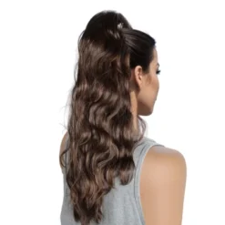 Unique Bargains Women's Nature Long Hair Ponytail Wig Clip 21.65inch Light Brown 1 Pc