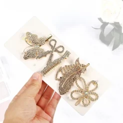 Unique Bargains Girl's Simple Cute Style Metal Hair Clips Gold Tone 1 Set Of 5 Pcs