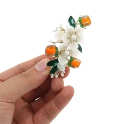 Unique Bargains Persimmon Flower French Barrette Hair Clips Orange Beige 1 Pc -UNIQUE BARGAIN Shop GUEST ecb96510 feaa 42f6 bdf2 6736b764c766