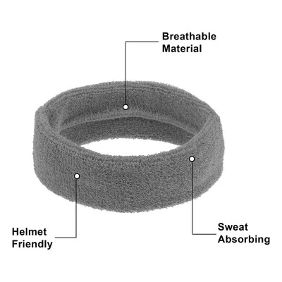 Unique Bargains Stretchy Cotton Blend Sweat Absorbing Sport Headband Wristband Gray 3 Pcs 2 Unique Bargains Stretchy Cotton Blend Sweat Absorbing Sport Headband Wristband Gray 3 Pcs - Image 2