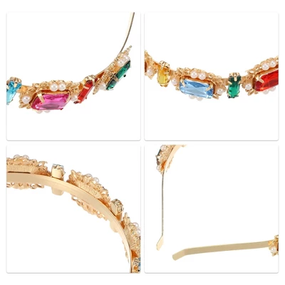Unique Bargains Women's Metal Colorful Rhinestone Faux Crystal Headband 4.92"x0.91" 1 Pc 2 Unique Bargains Women's Metal Colorful Rhinestone Faux Crystal Headband 4.92"x0.91" 1 Pc - Image 2