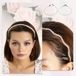 Unique Bargains Women's Simple Design Faux Pearl Headbands White 4.72"x0.2" 4 Pcs