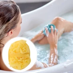 Unique Bargains Cartoon Bath Shower Loofah Sponge Yellow 1 Pc
