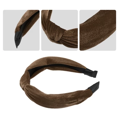 Unique Bargains Women's Velvet Knotted Headbands Hairband 1.2" Wide 2 Unique Bargains Women's Velvet Knotted Headbands Hairband 1.2" Wide - Image 2