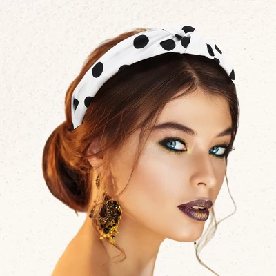 Unique Bargains Women's Polka Dot Knotted Headband 1 Pc 3 Unique Bargains Women's Polka Dot Knotted Headband 1 Pc - Image 3