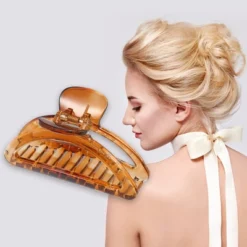Unique Bargains Women's 3.54" Claw Clip Hair Accessories No Slip Grip Plastic Brown 1 Pc