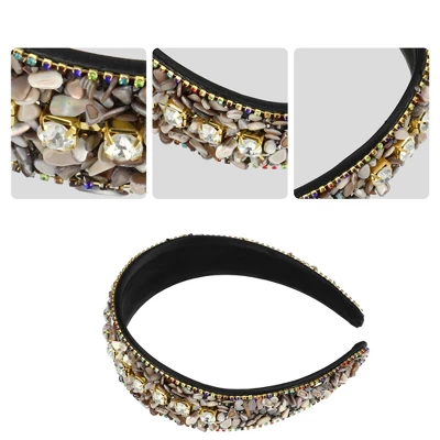 Unique Bargains Women's Bling Crushed Turquoise Rhinestone Wide Edge Hairband 4.72"x1.65" 1Pc 2 Unique Bargains Women's Bling Crushed Turquoise Rhinestone Wide Edge Hairband 4.72"x1.65" 1Pc - Image 2