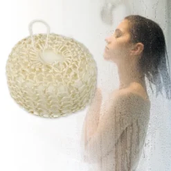 Unique Bargains Bathroom Jute Bath Loofahs 2.05"x3.66" Beige 1 Pc