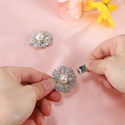 Unique Bargains Women's Round Rhinestone Shoe Buckle 1.57"x1.57" Silver Tone 2 Pcs 2 Unique Bargains Women's Round Rhinestone Shoe Buckle 1.57"x1.57" Silver Tone 2 Pcs - Image 2