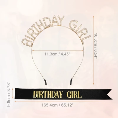 Unique Bargains Girl's Rhinestone Happy Birthday Tiara Headband With 1 Pc Black Shoulder Strap Gold Tone Letter White Rhinestone 1 Set 3 Unique Bargains Girl's Rhinestone Happy Birthday Tiara Headband With 1 Pc Black Shoulder Strap Gold Tone Letter White Rhinestone 1 Set - Image 3