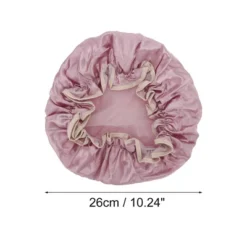 Unique Bargains Double Layer Solid Color Shower Cap Pink 1 Pc