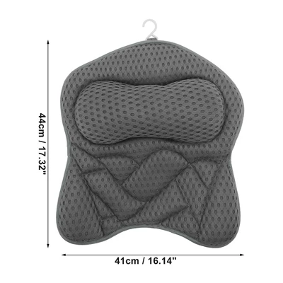 Unique Bargains Curved Style Bath Pillow 16.14"x17.32"x2.36" Gray 1 Pc 2 Unique Bargains Curved Style Bath Pillow 16.14"x17.32"x2.36" Gray 1 Pc - Image 2