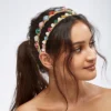 Unique Bargains Women's Metal Square Colorful Rhinestone Faux Pearl Headband 1 Pc
