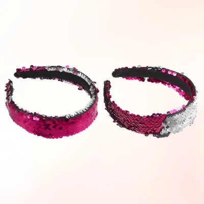 Unique Bargains Women's Sparkle Sequins Headbands Rose Red Silver Tone 1 Pc 4 Unique Bargains Women's Sparkle Sequins Headbands Rose Red Silver Tone 1 Pc - Image 4