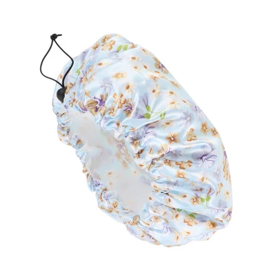 Unique Bargains Women's Flowers Bath Cap Blue White 1 Pc 3 Unique Bargains Women's Flowers Bath Cap Blue White 1 Pc - Image 3