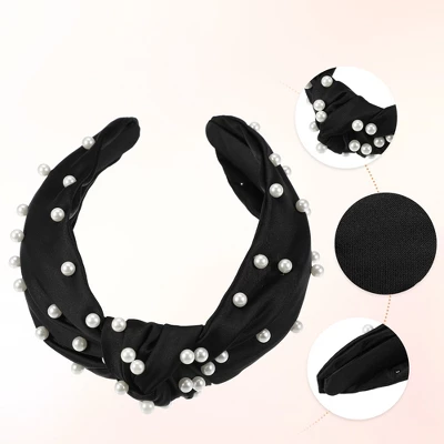 Unique Bargains Women's Faux Pearl Decor Knotted Headband 1 Pc 3 Unique Bargains Women's Faux Pearl Decor Knotted Headband 1 Pc - Image 3