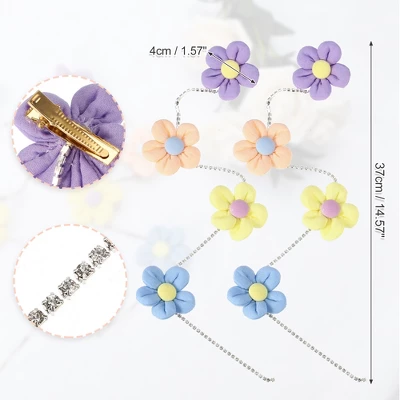 Unique Bargains Rhinestone Flower Shape Long Tassel Hair Clips Chains Multicolored 2 Pcs 5 Unique Bargains Rhinestone Flower Shape Long Tassel Hair Clips Chains Multicolored 2 Pcs - Image 5