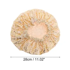 Unique Bargains Women's Leopard Point Bath Cap Pink Gold Tone 1 Pc