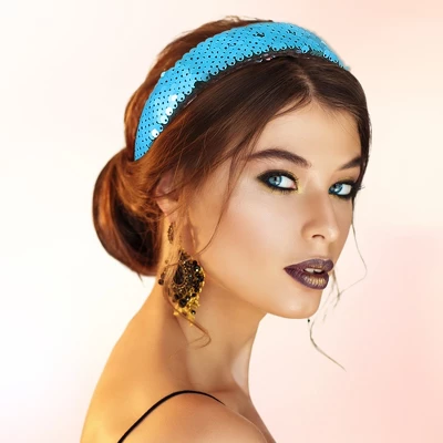 Unique Bargains Women's Sparkle Sequins Headbands Pink Blue 1 Pc 2 Unique Bargains Women's Sparkle Sequins Headbands Pink Blue 1 Pc - Image 2